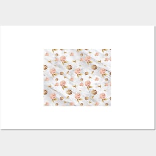 Golden rose marble Posters and Art